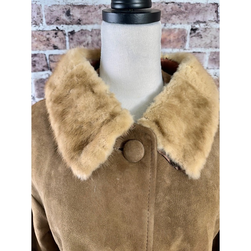 Vintage 50's 60's Suede Coat Mink Fur Collar – Film Wardrobe / Collector Piece - Picture 3 of 16